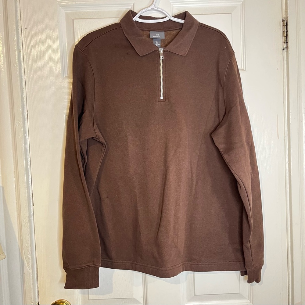 Brown H&M pull over quarter zip sweater men’s large